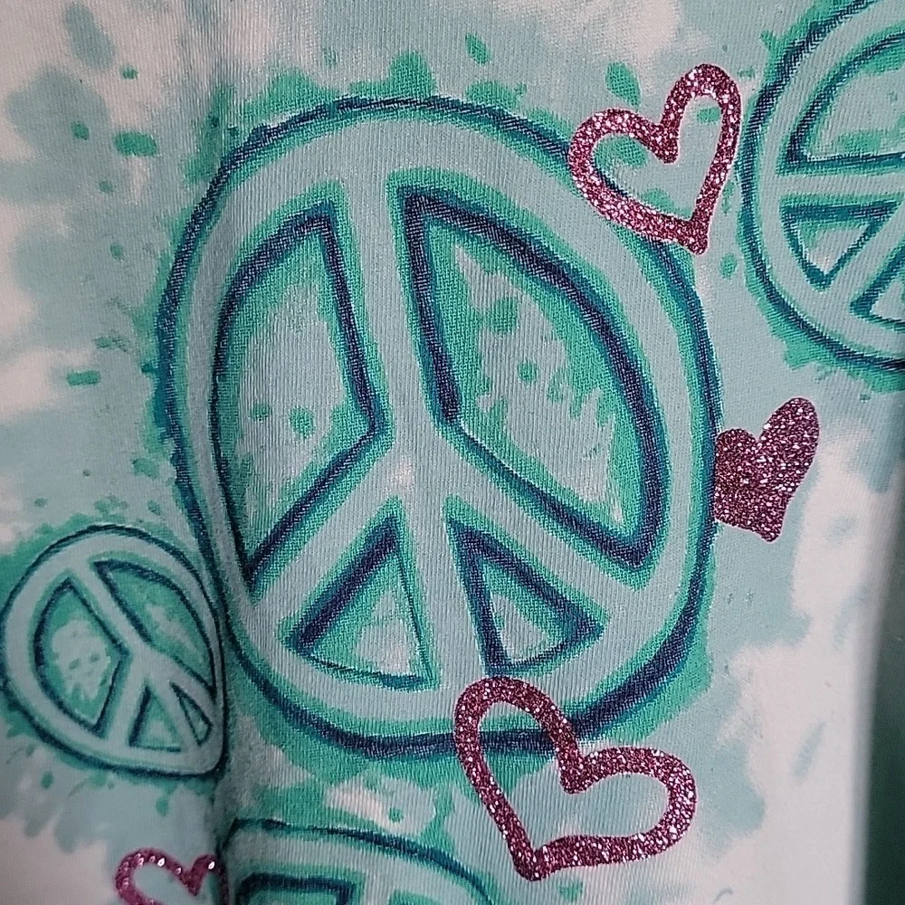 Girls, XL(18), Canyon River Blues, mint green hood with inner peace shirt.